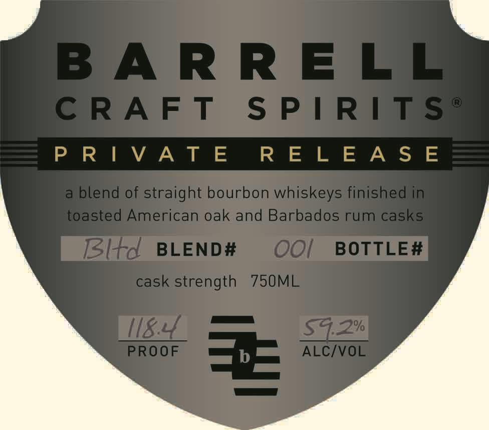 Barrell Craft Spirits Pvt Release Blnd Of Strigt Bourbon Wiskys Finish In Toastd American Oak & Barbados Rum Cask 118.4 Pf