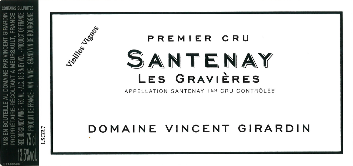 Maison Vincent Girardin Santenay 1er Cru Les Gravières Vieilles Vignes