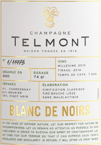 Champagne J. de Telmont Champagne Blanc de Noirs