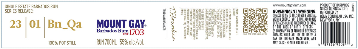 Mount Gay Single Estate Series 23_01 2023 Pot Still Rum