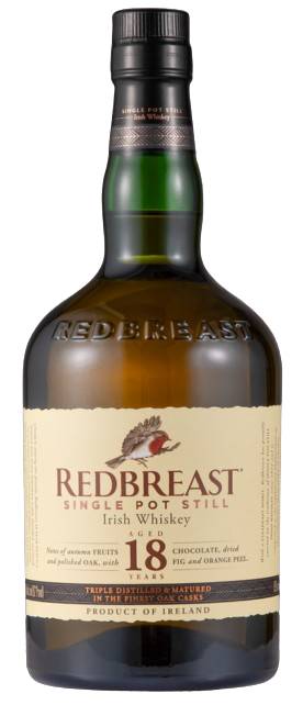 Redbreast Whiskey 18 Year Old Triple Distilled Matured In The Finest Oak Casks Single Pot Still Irish Whiskey 92 Proof