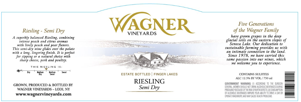 Wagner Vineyards Semi Dry Riesling