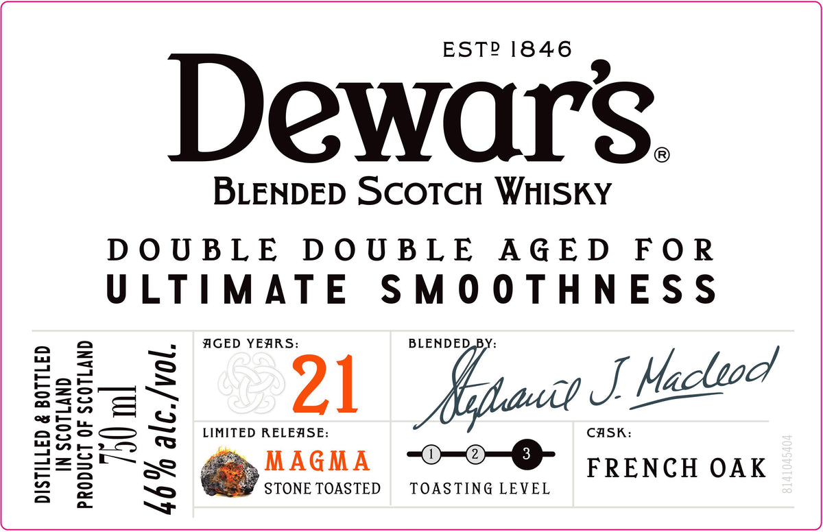 Dewar's Double Double 21 Years Aged Magma Stone Toasted Blended Scotch Whisky 92 Proof