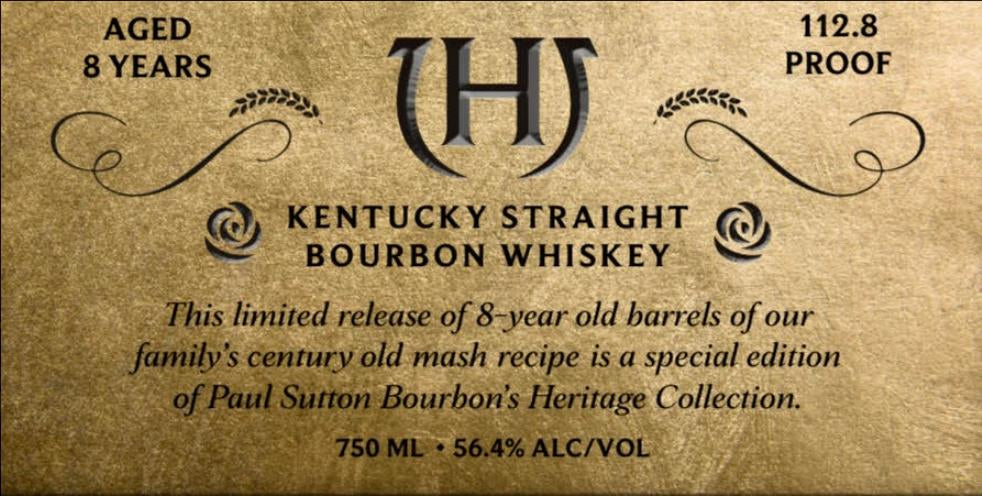 Paul Sutton Heritage Collection 8 Years Old Kentucky Straight Bourbon Whiskey