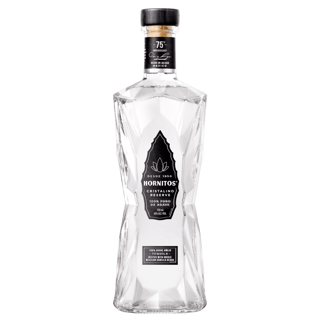 Hornitos Cristalino Reserve Añejo Tequila 100% Puro de Agave Rested With Whole Mexican Vanilla Beans