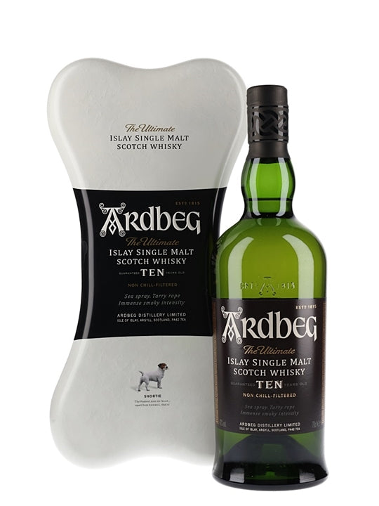 Ardbeg Distillery 10 Years Old Ardbone The Ultimate Non-Chill Filtered Islay Single Malt Scotch Whiskey (with Glass)