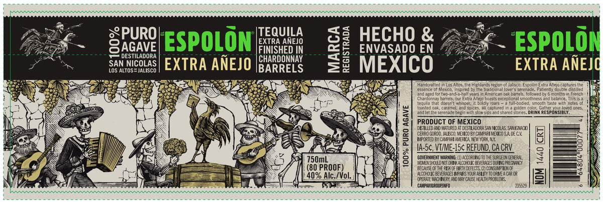 Espolón Extra Añejo (Finished In Chardonnay Barrels) Tequila 100% de Puro Agave