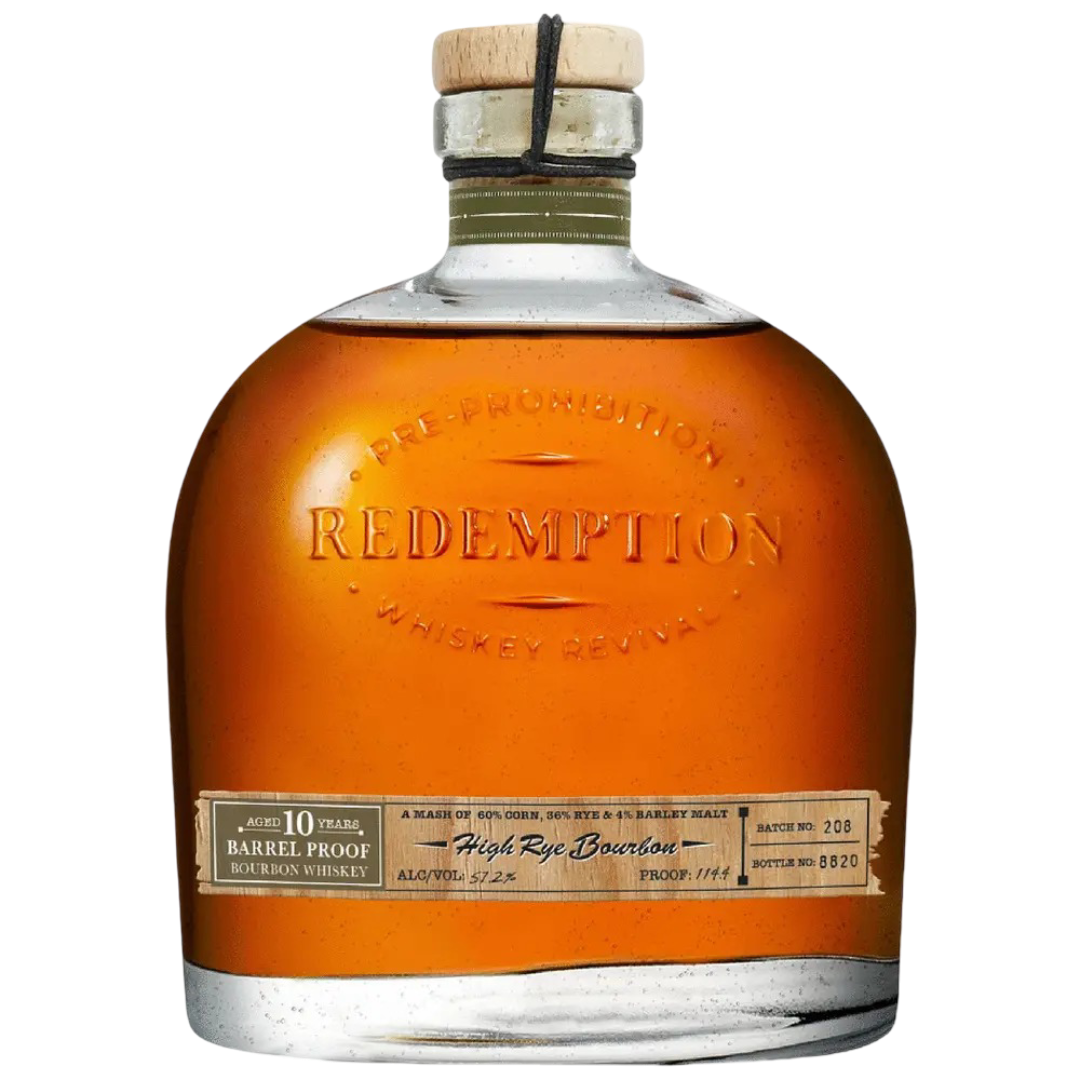 Redemption Rye 10 Year Old Barrel Proof High Rye Bourbon Whiskey 110 Proof