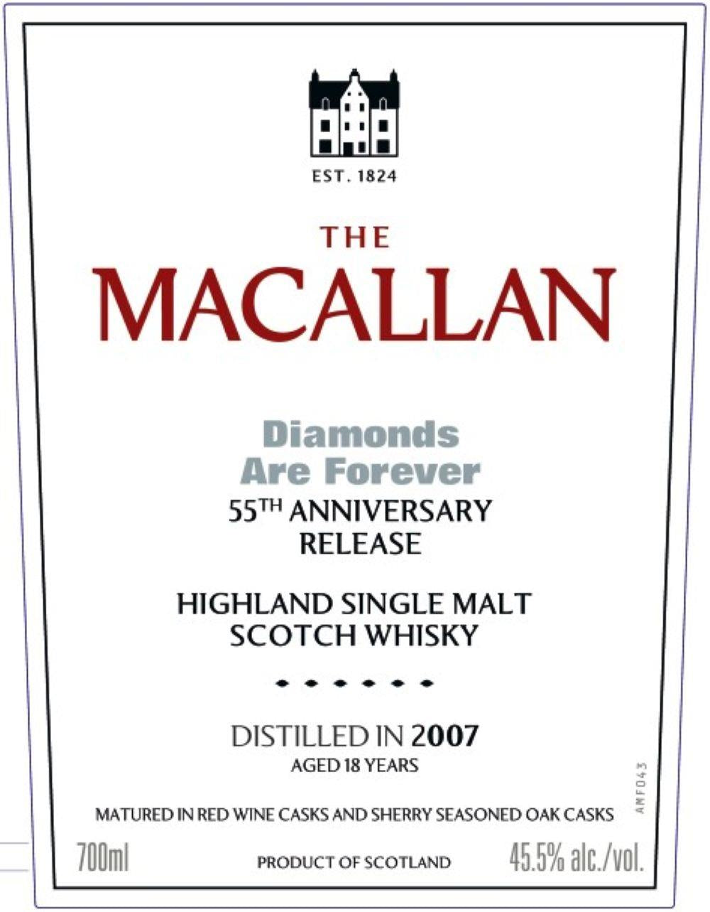 The Macallan 55 Anniversary Release 18 Years Old Diamonds Are Forever Highland Single Malt Scotch Whisky