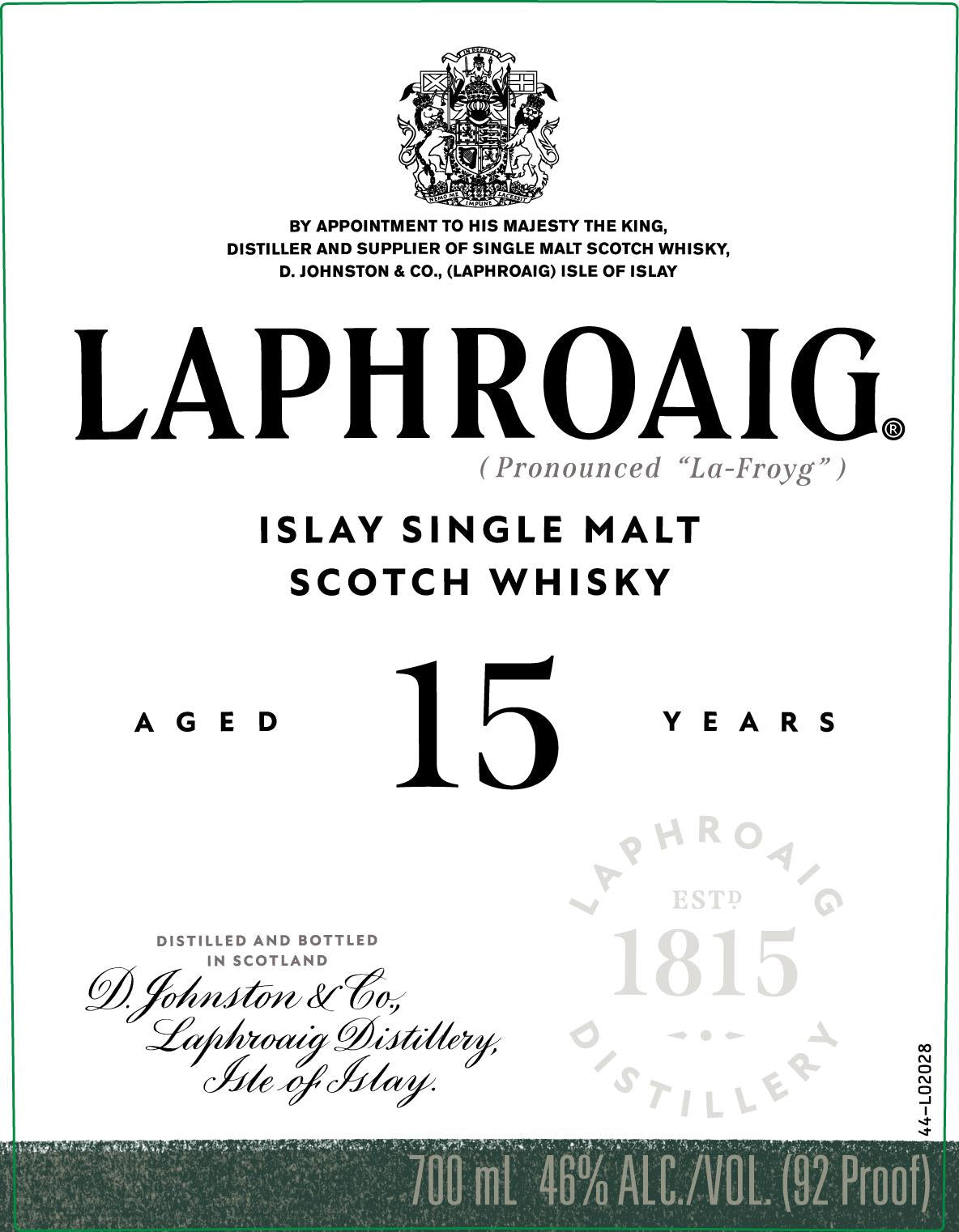 Laphroaig 15 Years Old Islay Single Malt Scotch Whisky 92 Proof