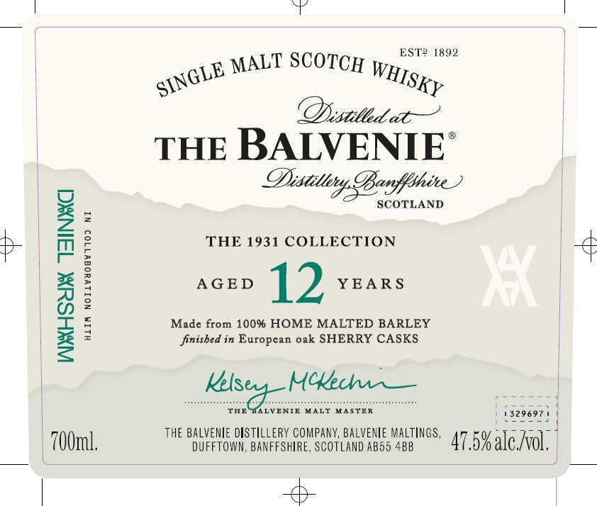 The Balvenie Daniel Arsham Collb The 1931 Coll 12 yrs Home Malted Barely Finished In European Oak Sherry Casks