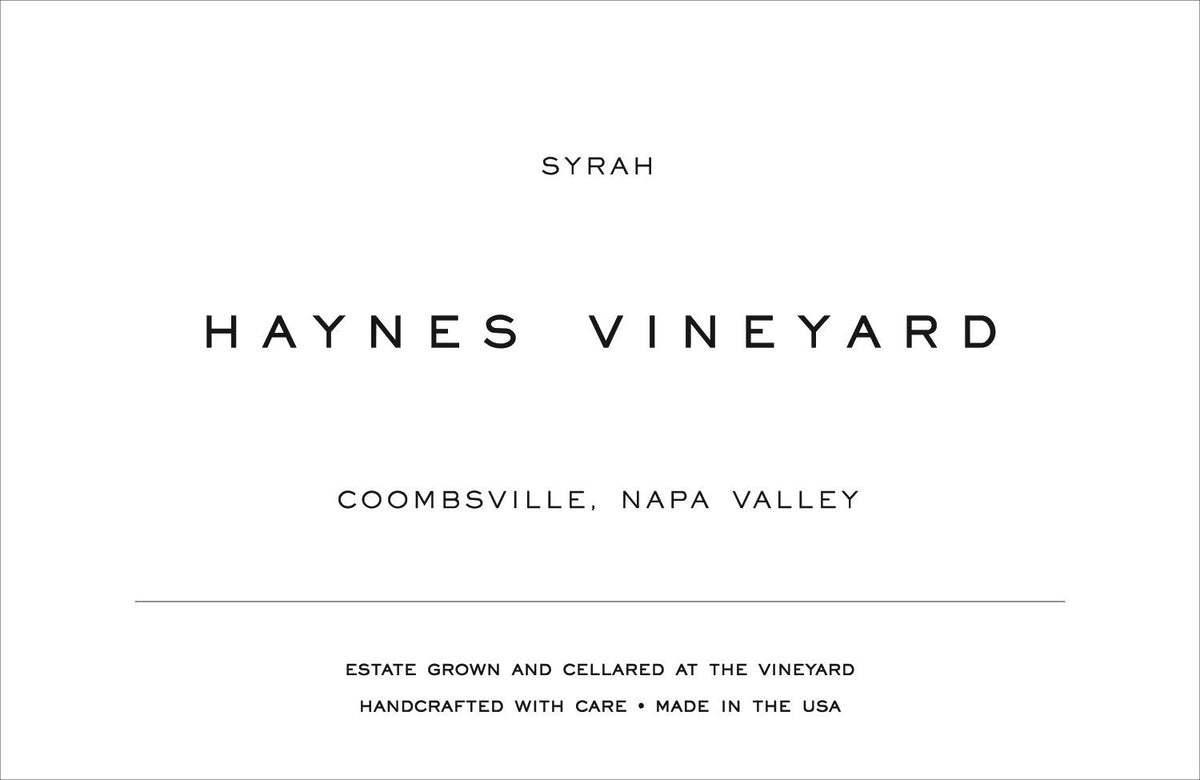 Haynes Vineyard Syrah Forgeron Coombsville