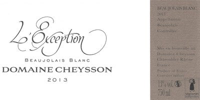 Domaine Cheysson Beaujolais Blanc the Exception
