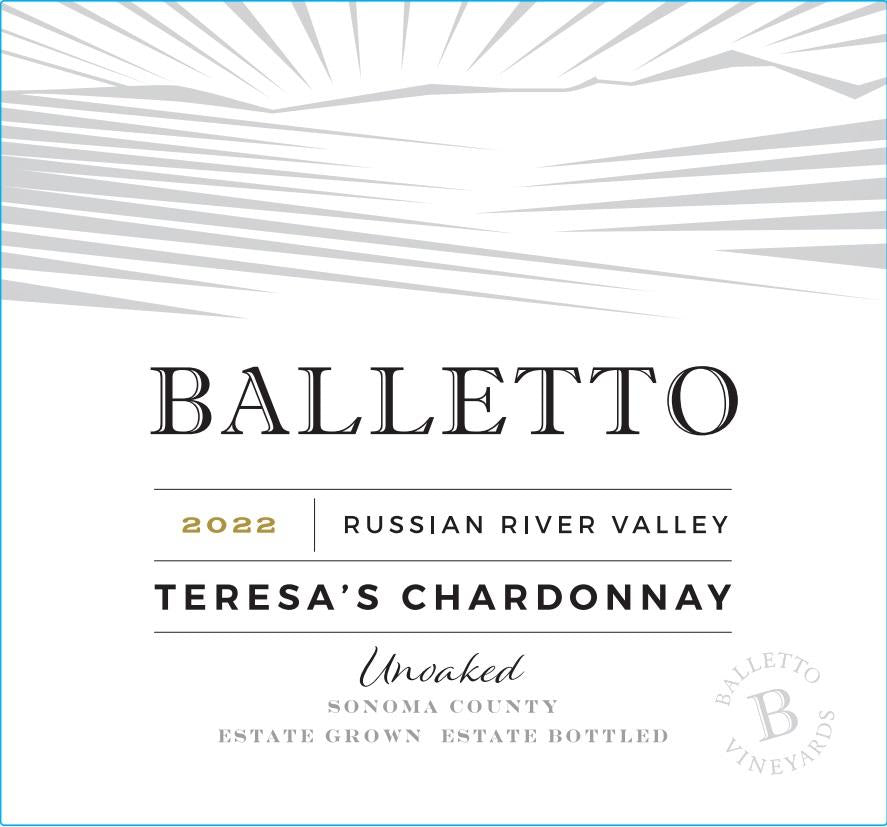 Balletto Chardonnay Teresa's Unoaked Estate Grown Russian River Valley