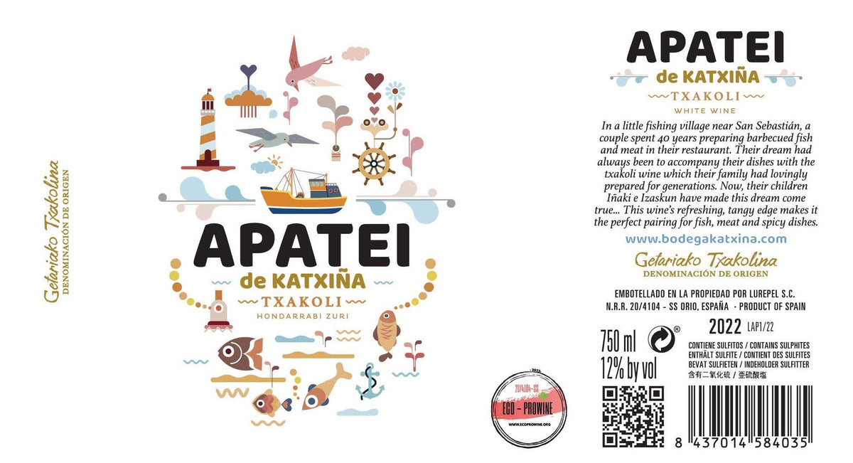 Bodega Katxiña Getariako Txakolina Hondarrabi Zuri Apatei De Katxiña Txacoli