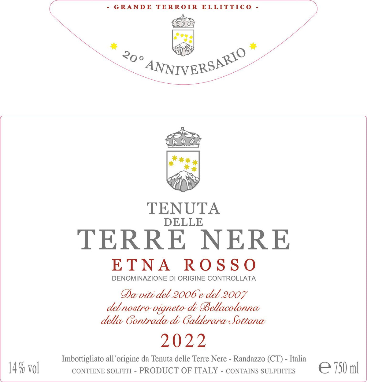 Tenuta delle Terre Nere Etna Rosso 20deg Anniversario Bellacolonna Della Contrada Di Calderara Sottana