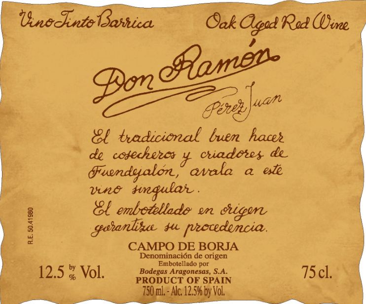 Don Ramón Pérez Juan Campo de Borja Oak Aged Vino Tinto Barrica