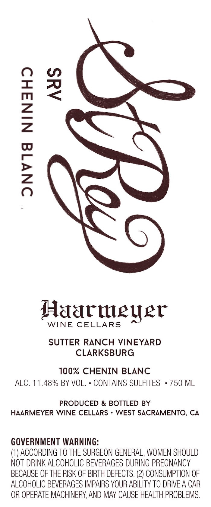 Haarmeyer Wine Cellars Chenin Blanc St. Rey SRV Clarksburg