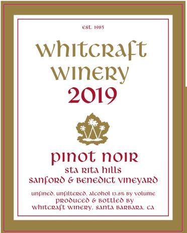 Whitcraft Wines Pinot Noir Sanford & Benedict Vineyard Sta. Rita Hills
