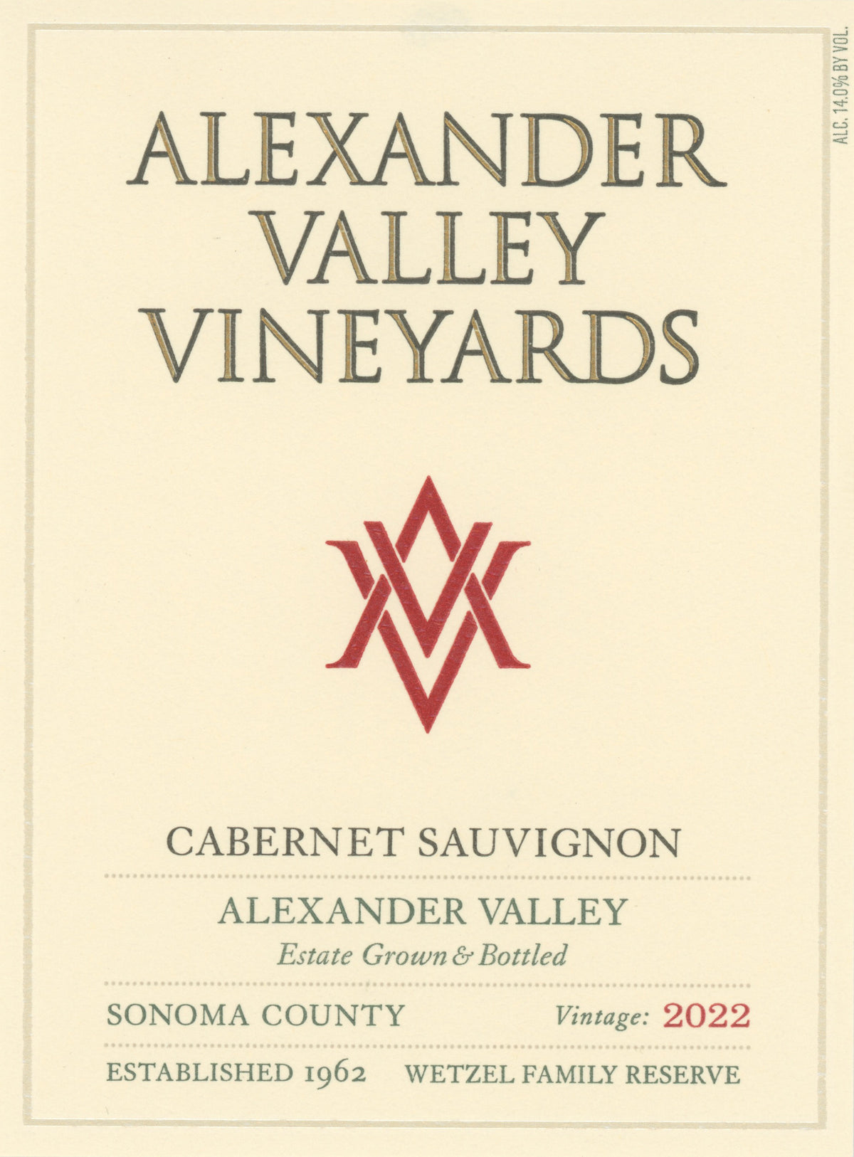 Alexander Valley Vineyards Cabernet Sauvignon Wetzel Family Reserve Alexander Valley