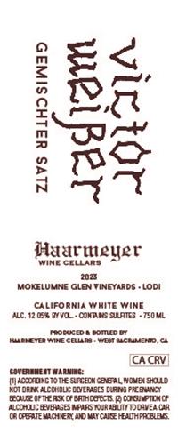 Haarmeyer Wine Cellars Victor Weiser Gemischter Satz Lodi