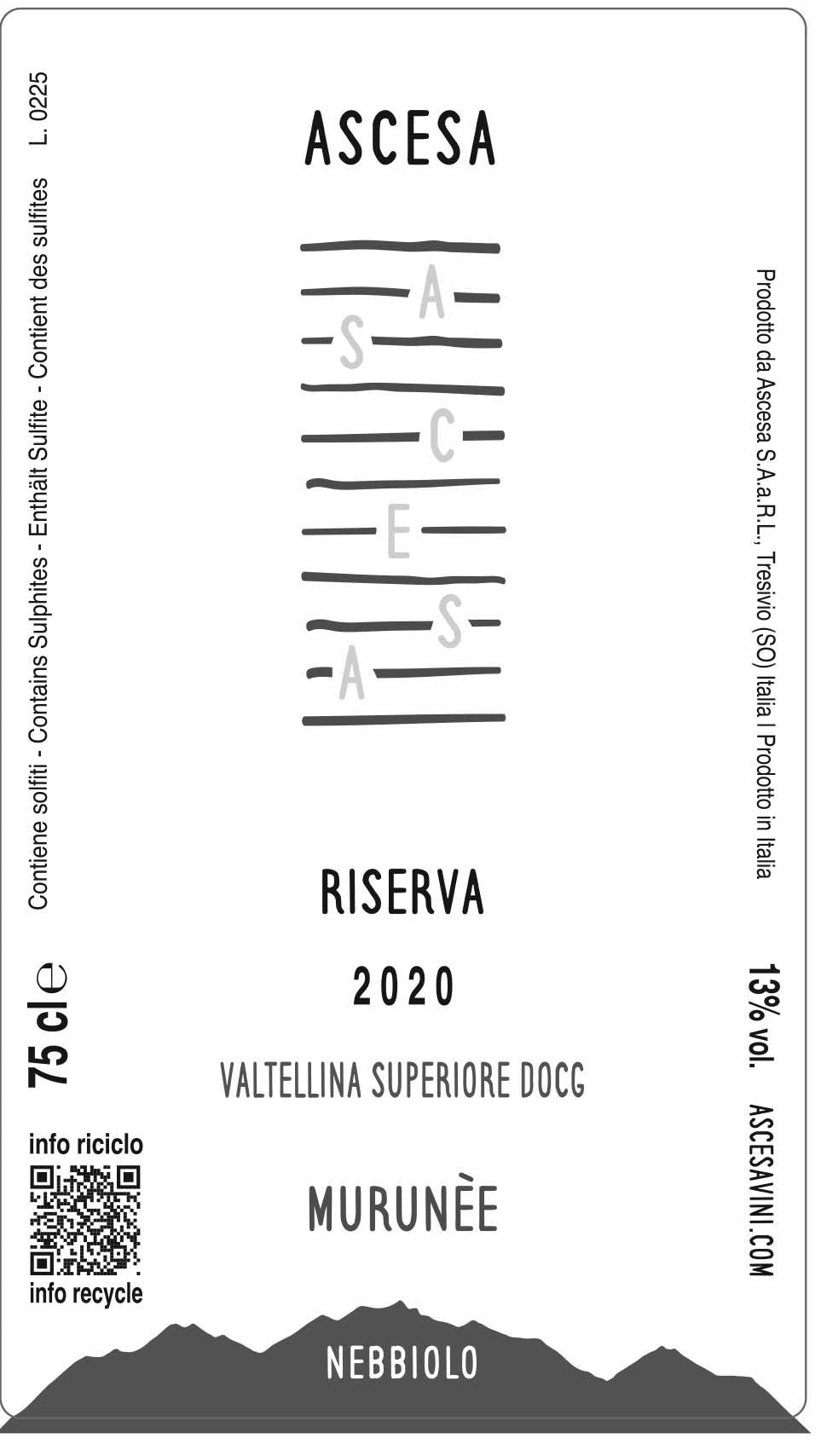Ascesa Valtellina Superior Nebbiolo Murunèe Reserve