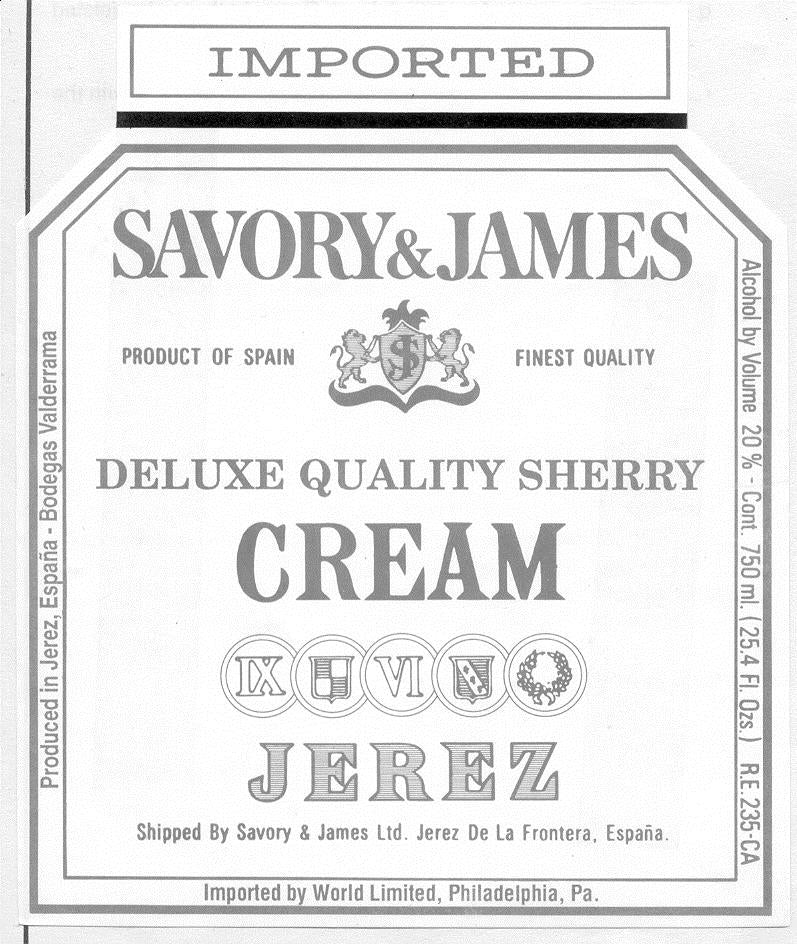 Savory & James Cream Deluxe Quality Sherry Jerez-Xérès-Sherry