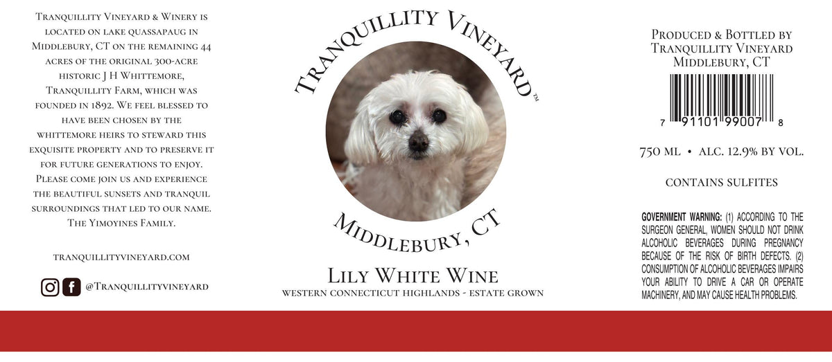 Tranquillity Vineyard Lily White Wine Western Connecticut Highlands