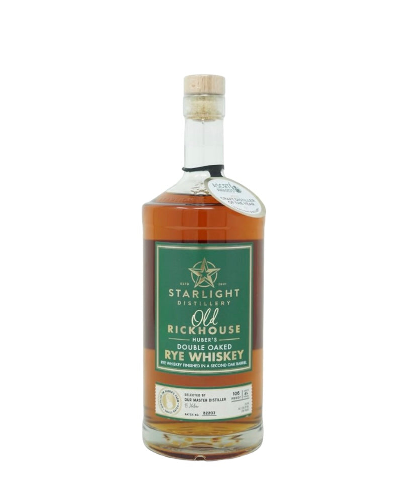 Starlight Distillery Huber's Old Rickhouse Double Oaked Rye Whiskey 106 Proof Batch No.B2203