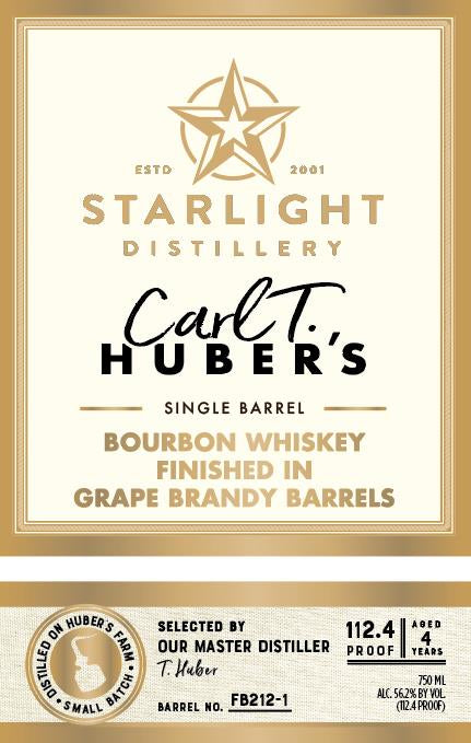 Starlight Distillery Aged 4 Years Barrel No. FB212-1 Single Barrel Finished In Grape Brandy Barrels Bourbon Whiskey
