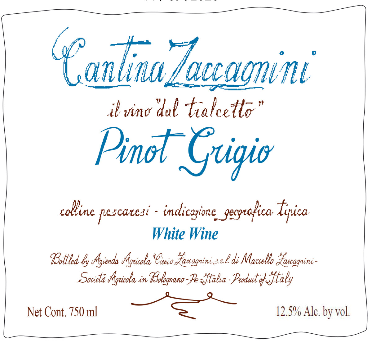 Cantina Zaccagnini Colline Pescaresi Pinot Grigio Il Vino Dal Tralcetto (with 6 X Gift Box & 6 Naked)