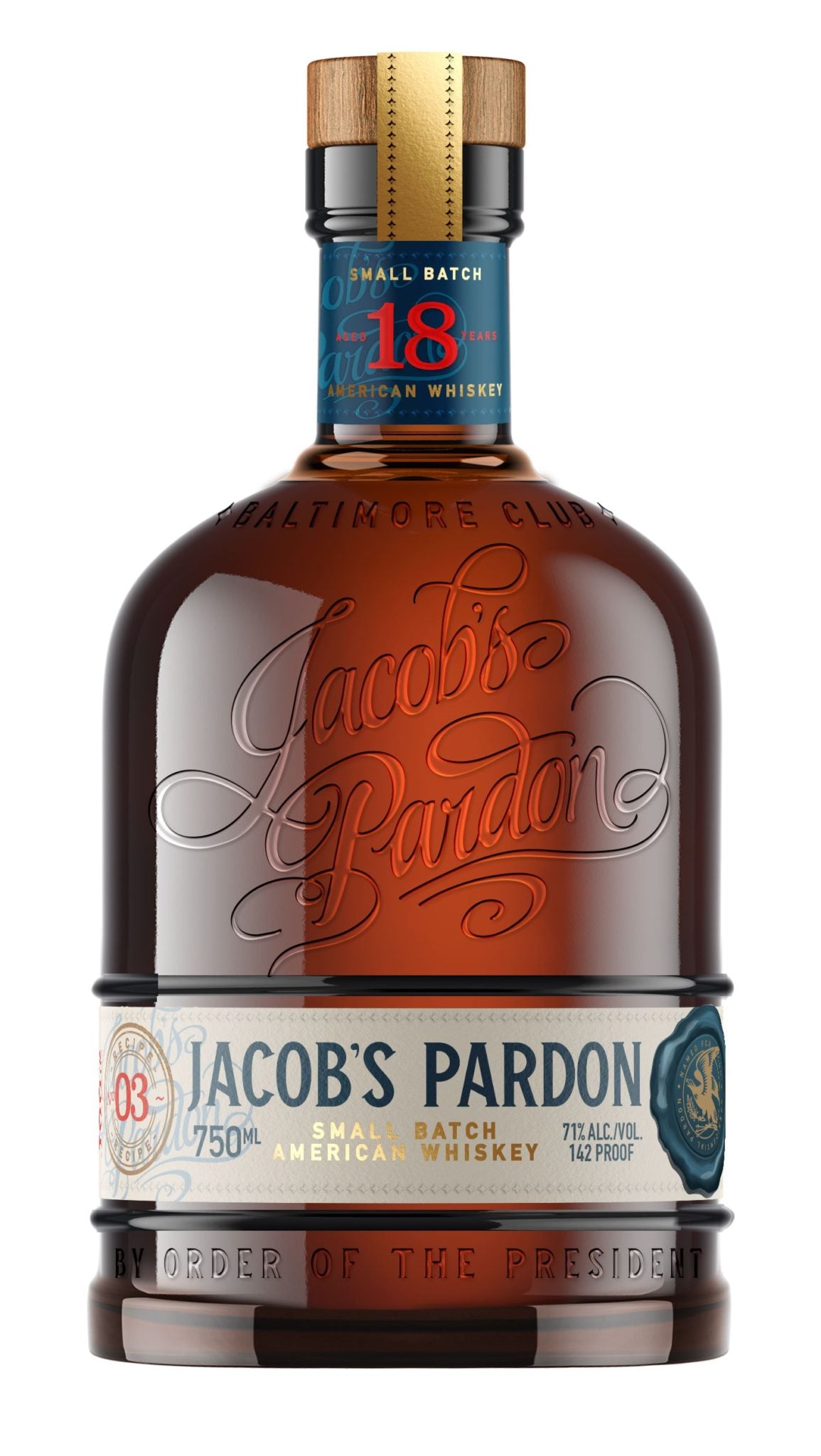 Jacob's Pardon 18 Years Old Small Batch Recipe No. 3 Non-Chill Filtered American Whiskey